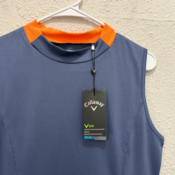 Callaway Women's Block Chroma Stripe Golf Top in Blue Indigo NWT M - Picture 4 of 10